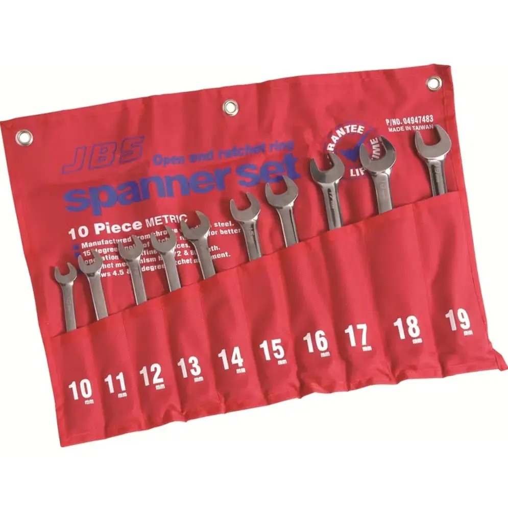 JBS 04947483 Combination Ratchet Ring & Open End Spanner Set - 10 Piece - Metric (RSSM10)